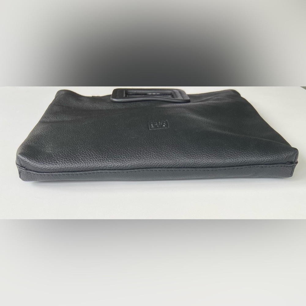 TMRW Studio Milo Black Leather Fold Over Clutch Crossbody Handbag - Picture 7 of 13